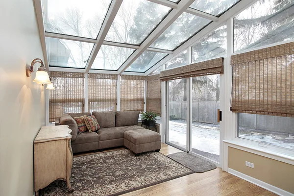 Family room with skylights