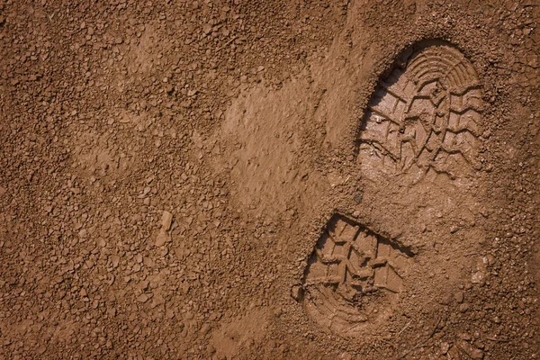 running shoe print in mud