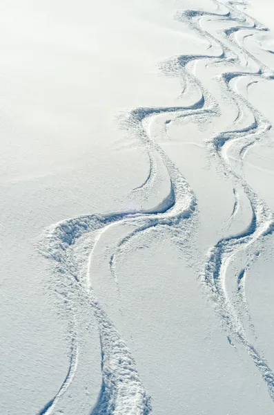 Two ski traces in the snow