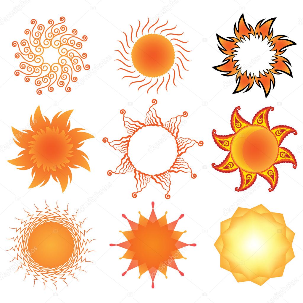 Set of stylized sun symbols Set of stylized sun symbols