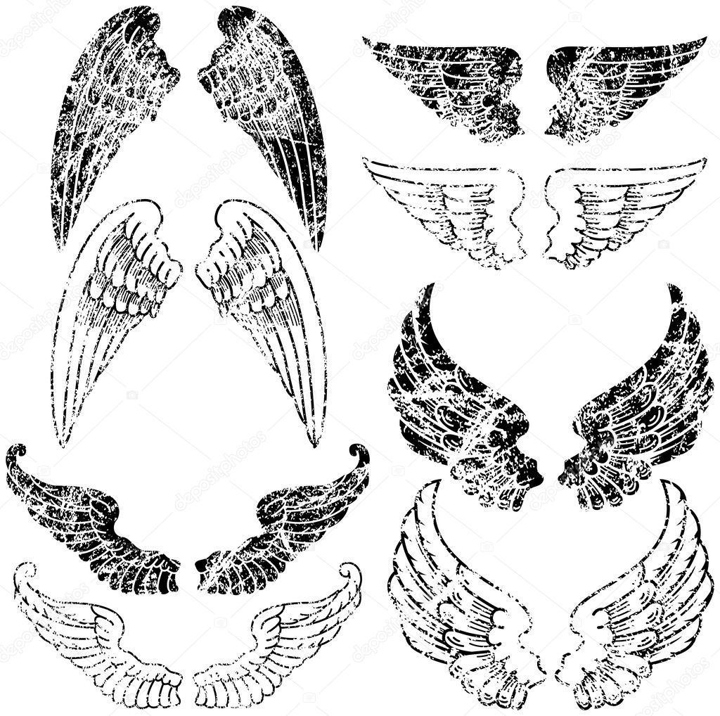 Grunge Angel Wings — Stock Vector © adroach 8996196