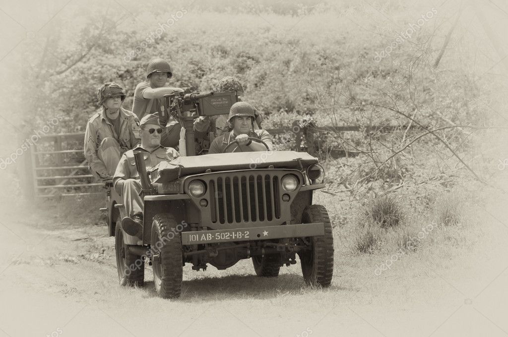 Ww2 American Jeep With Soldiers Stock Editorial Photo