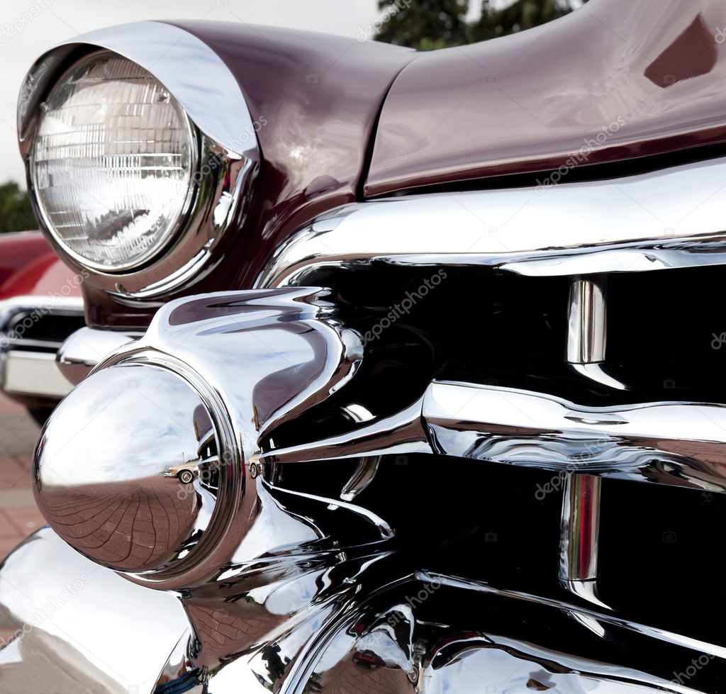 Classic old car closeup front left view Stock Editorial Photo