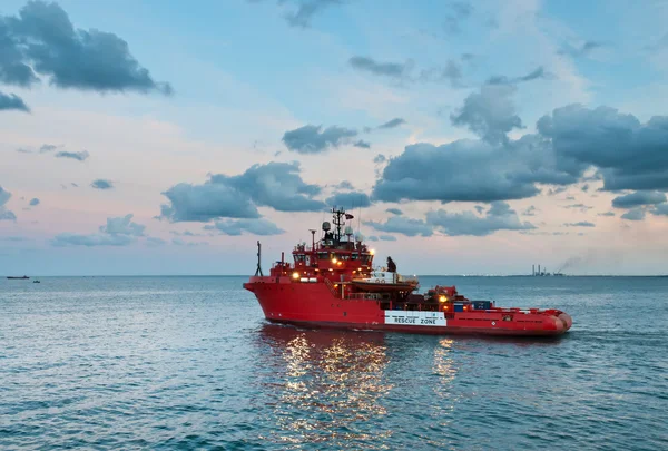 Rescue vessel sailing out for offshore service