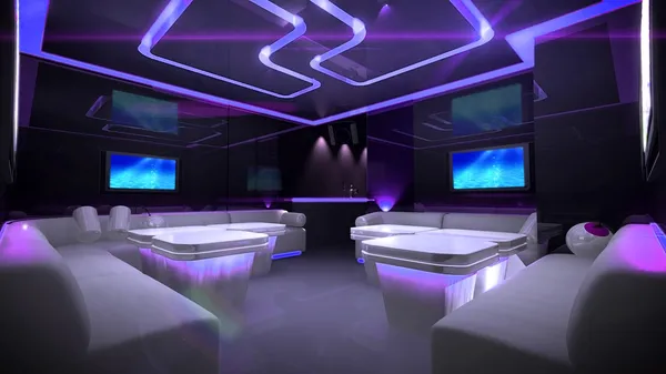 Purple cyber interior room