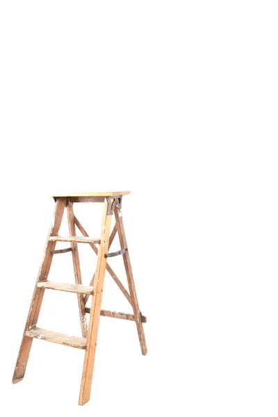 Old wooden ladder isolated on white background