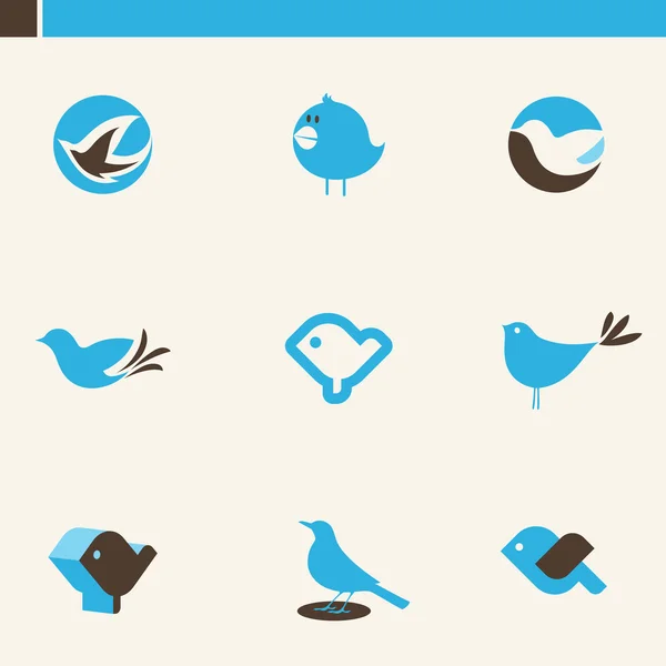 Set of cute blue birds. Elements for design. Icon set.