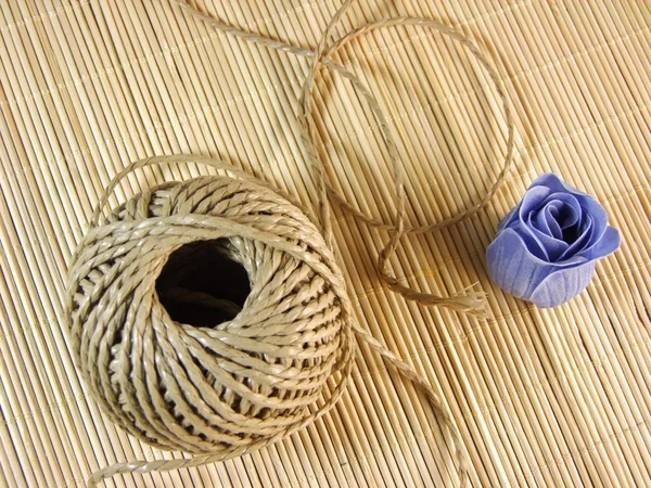 Closeup of a hemp rope roll