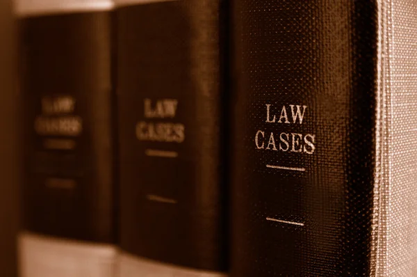 Closeup of american law books on a shelf