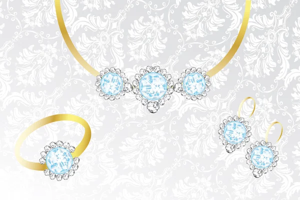 Jewelry set with topaz and diamonds