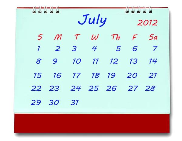 The Calendar of july 2012 isolated on white background