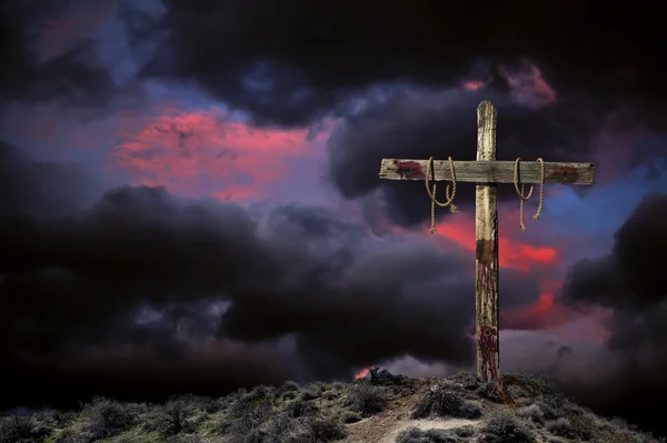 Empty Cross Against an Angry Sky
