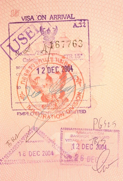 Passport stamps - visa on arrival to thailand