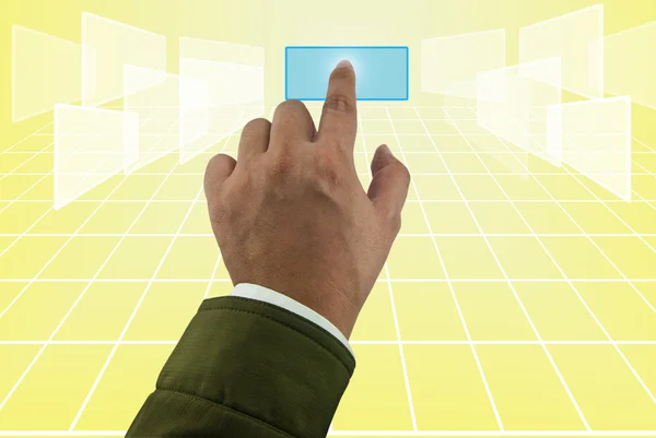 Hand and finger touching on virtual screen