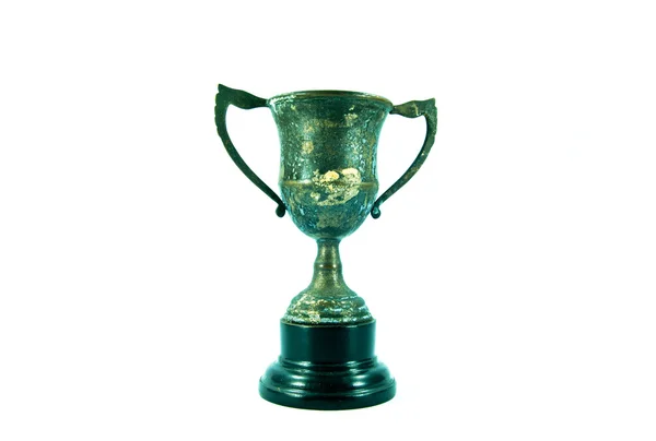 Vintage trophy cup isolated on white background