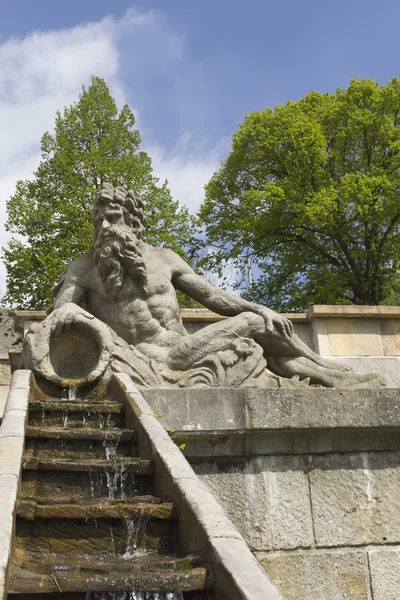 Baroque staircase with sculptures and water features.