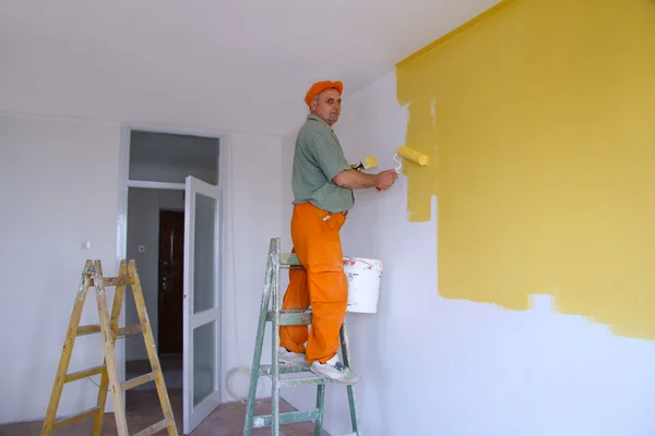 Painter in action