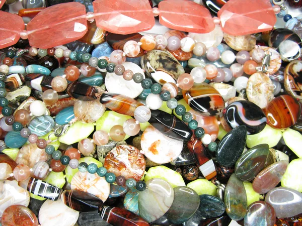 Heap of colorful semigem beads
