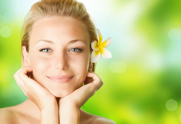 Spa Girl Over Nature Background