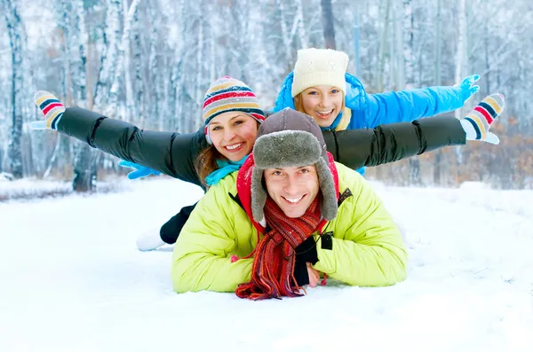 Happy Family Outdoors. Snow.Winter Vacations — Stock Photo #10605150