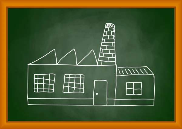 Drawing of factory on blackboard