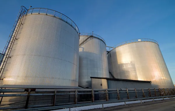 Storage tanks for fossil fuel.