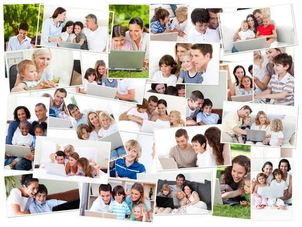 Collage of families surfing on their laptop — Stock Photo #10588842