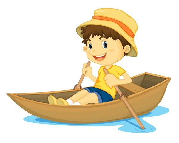Illustration of a young boy rowing a boat —Vector by interactimages