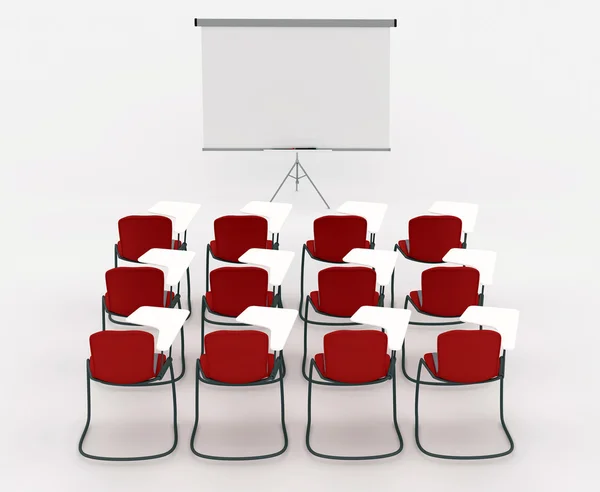 Training room with marker board and chairs. isolated on a white background