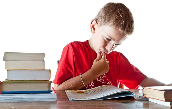Back to school: a little boy and his homework