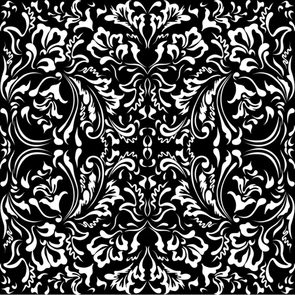 White floral pattern on a black background