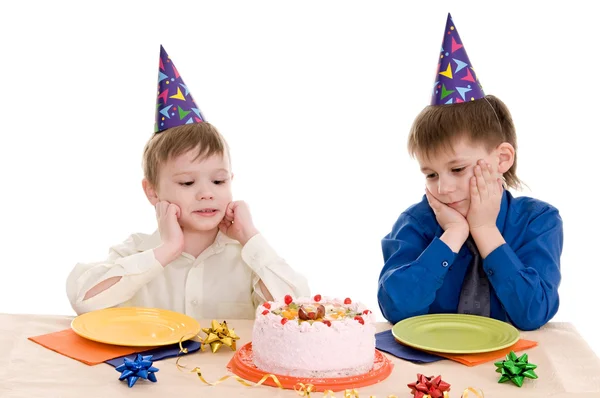 Two boy wich cake — Stock Photo, Image