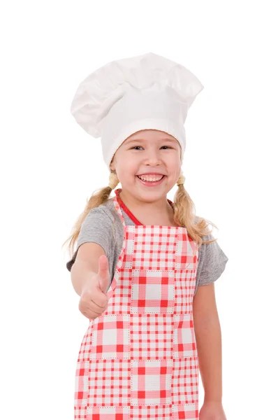 Dívka v klobouku šéfkuchaře — Stock fotografie