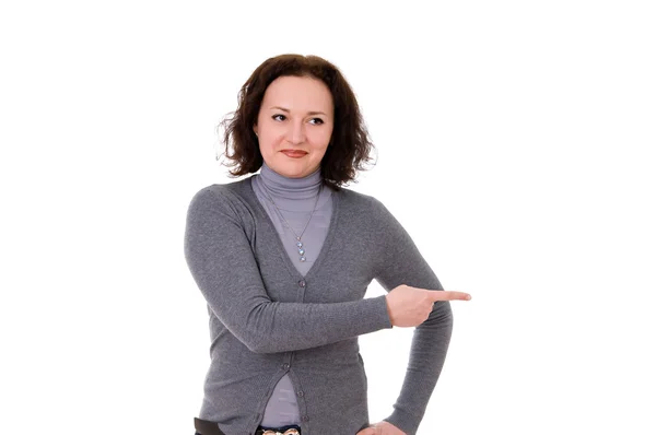 Woman in the gray cardigan — Stock Photo, Image