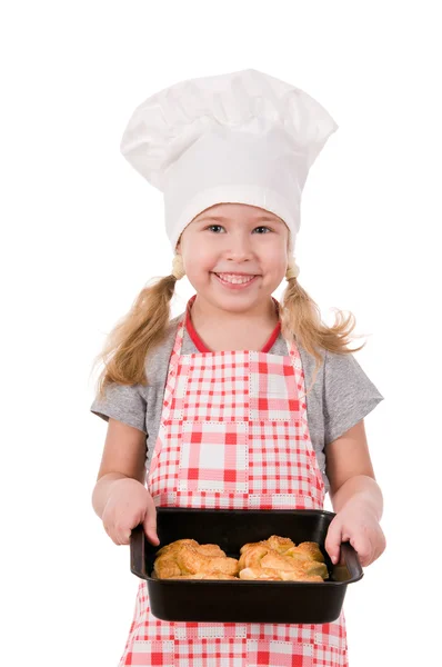 Девушка в шляпе шеф-повара — стоковое фото