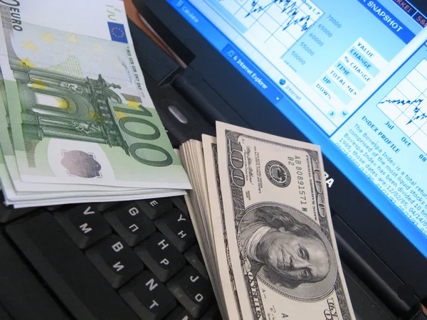 Contant geld - euro en dollar — Stockfoto