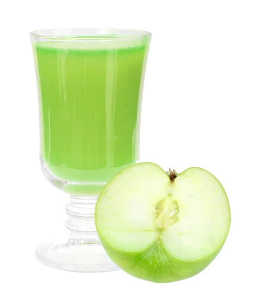 Fresh green-apple juice and apple — Stock Photo, Image