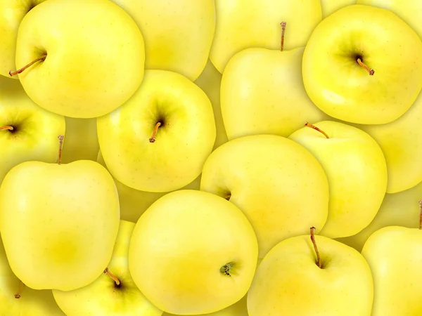 Pozadí haldy čerstvé žluté jablko — Stock fotografie