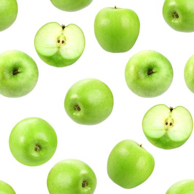 Seamless pattern with green fresh apples. clipart