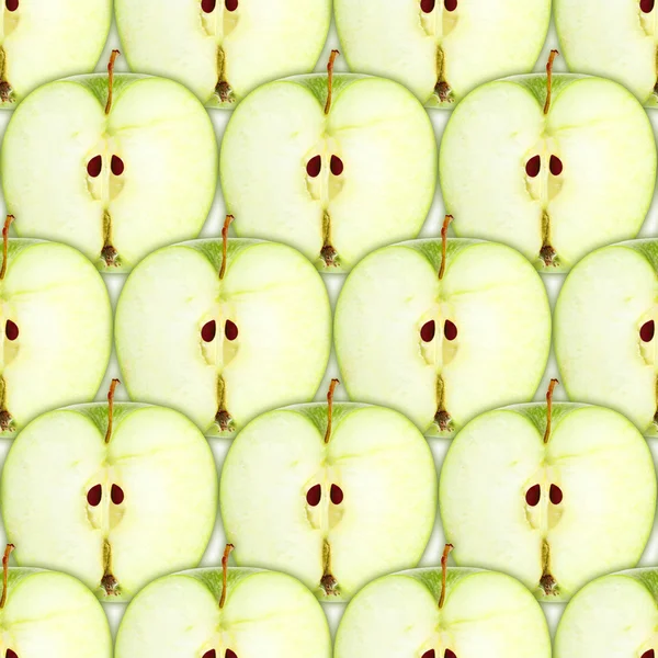 Bezešvé vzor s plátky zelené jablko — Stock fotografie