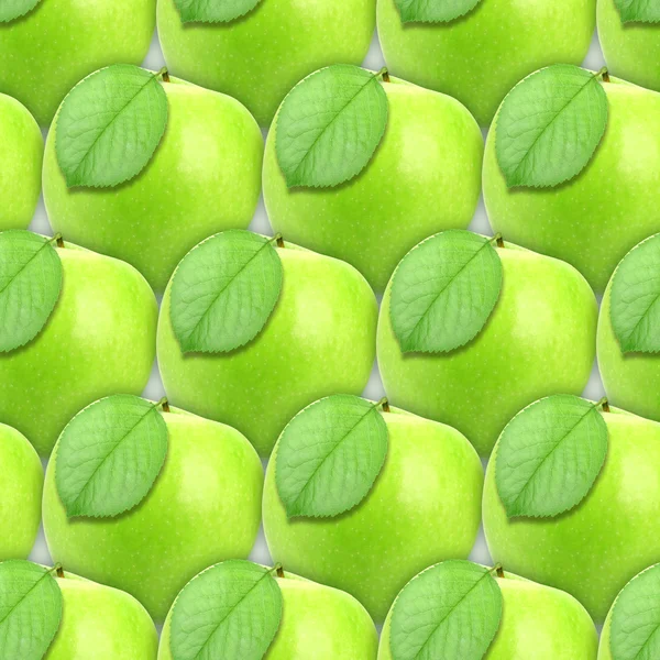 Seamless pattern of green apples with leaf — Stock Photo, Image