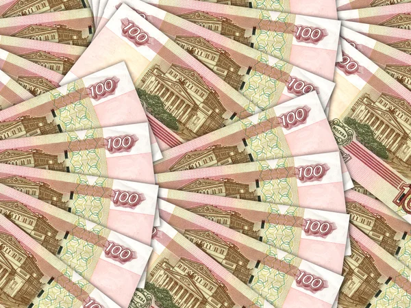 Fondo de pila de dinero 100 billetes de rublo ruso — Foto de Stock