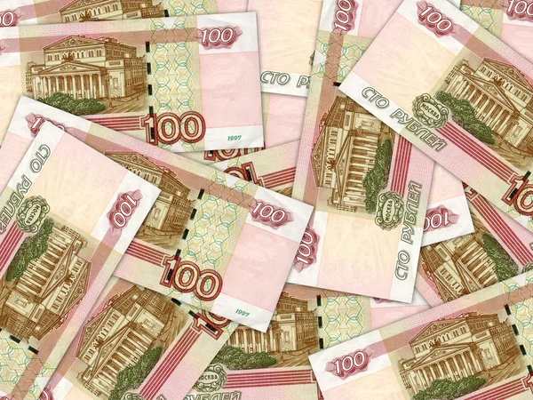Fondo de pila de dinero 100 billetes de rublo ruso — Foto de Stock