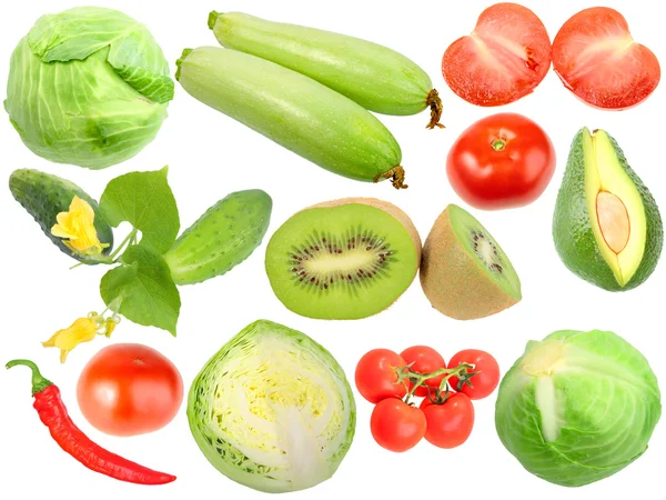Conjunto de frutas y verduras frescas — Foto de Stock