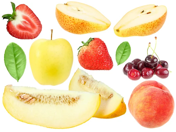 Conjunto de frutas frescas e berryes — Fotografia de Stock