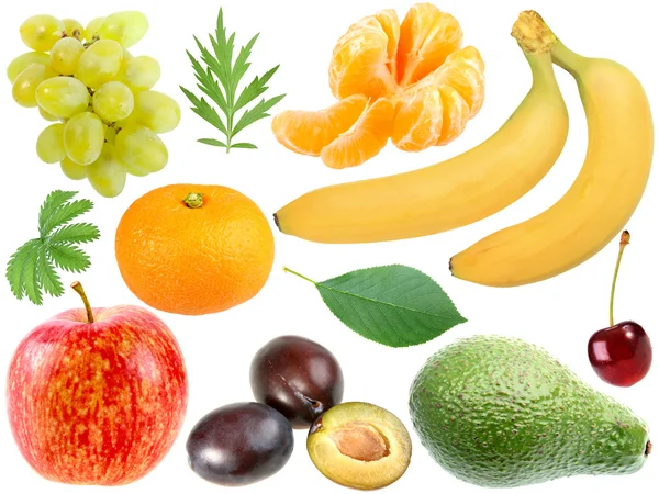Conjunto de frutas frescas e berryes — Fotografia de Stock