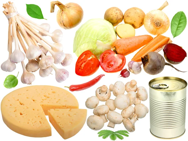 Conjunto de verduras frescas y otros alimentos — Foto de Stock