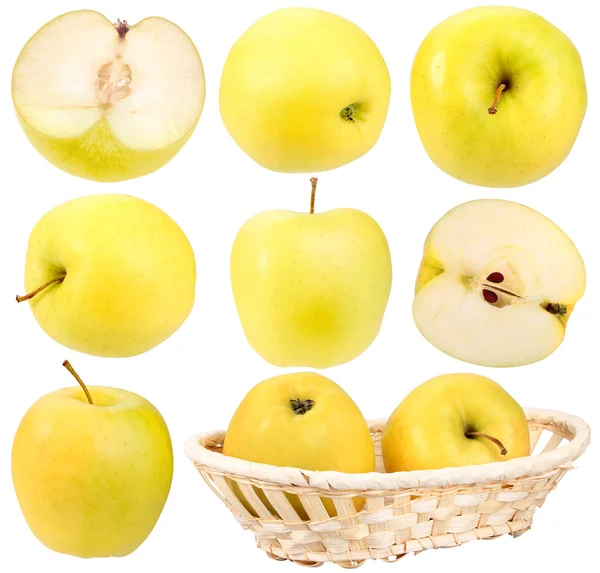 Αφηρημένο σύνολο φρέσκα κίτρινα μήλα — Φωτογραφία Αρχείου