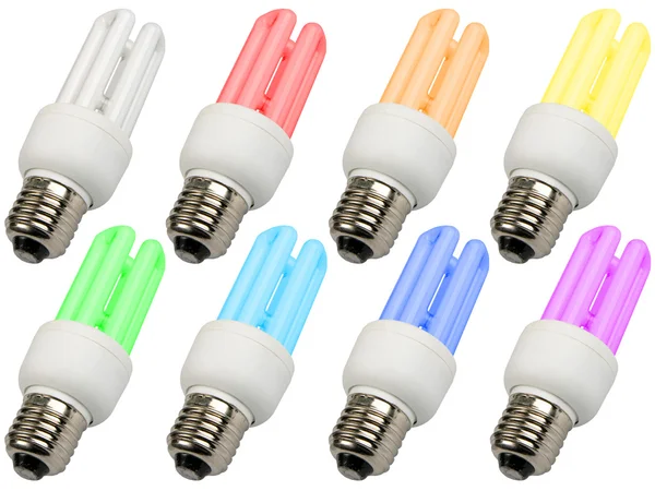 Set of colored compact lighting lamps — Stock Photo, Image