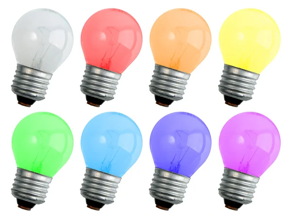 Conjunto de lâmpadas de iluminação compacta coloridas — Fotografia de Stock